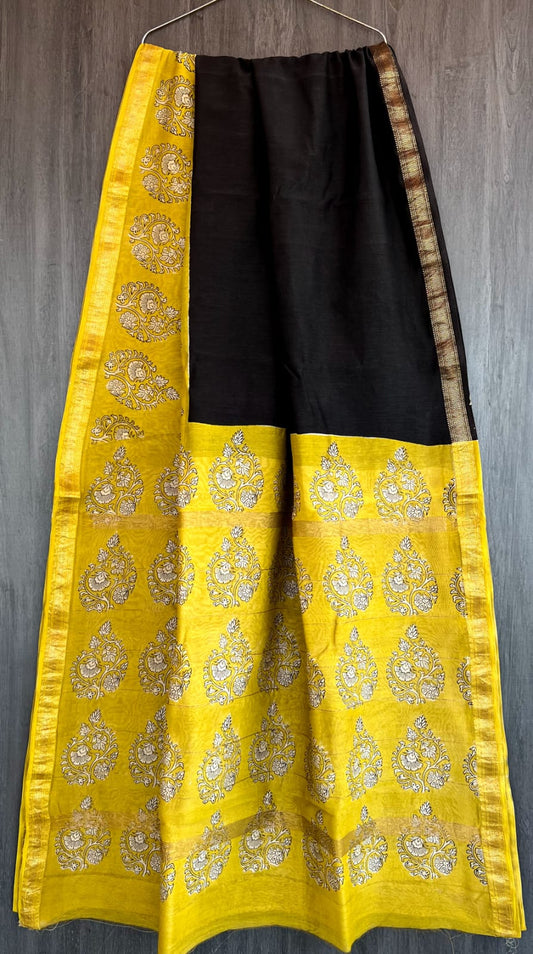 Pure Maheshwari Silk Saree Elegant Bagru Border Design