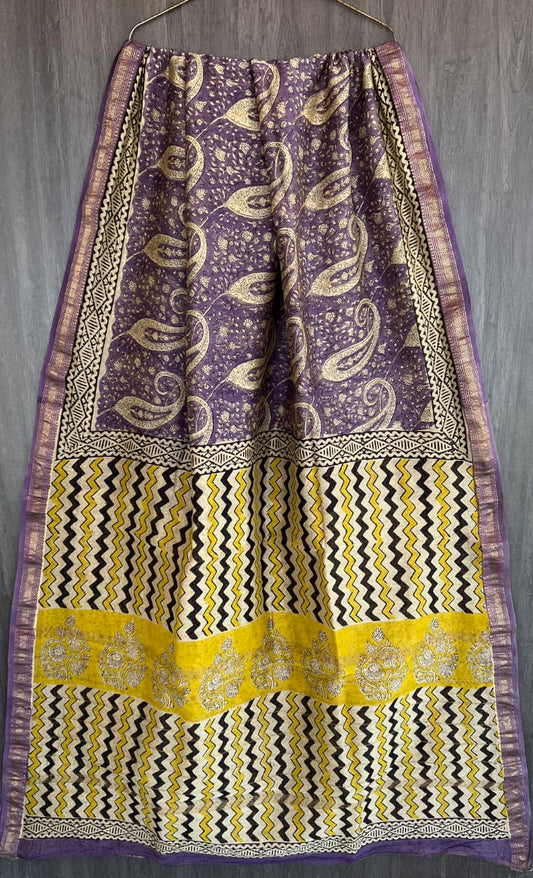 Pure Maheshwari Silk Saree Timeless Bagru Floral Trail
