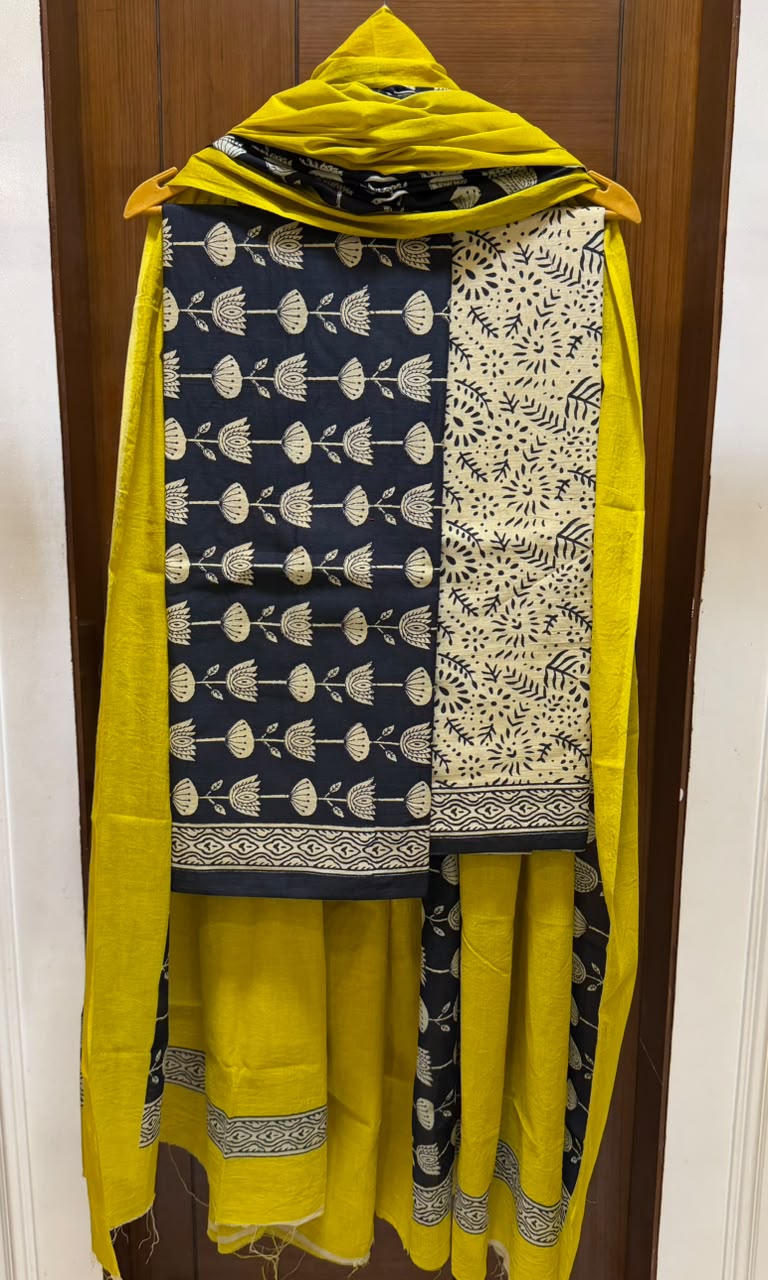 Pure Cotton Suit Classic Bagru Handcrafted Motif
