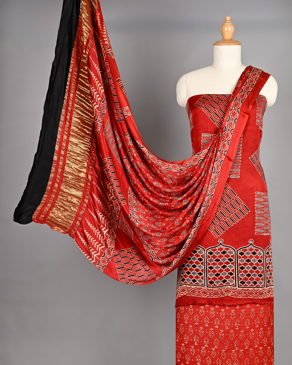Contemporary Ajrakh Modal Silk Attire