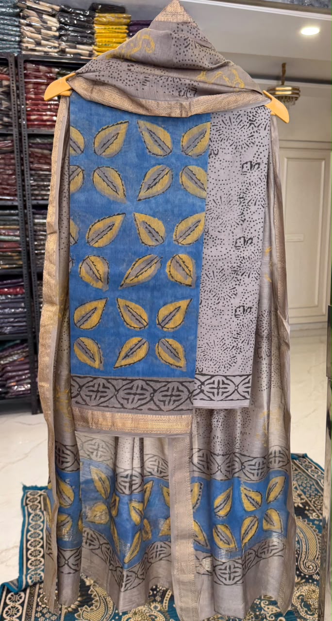 Pure Maheshwari Silk Suit Authentic Pomegranate Dye Heritage Craft
