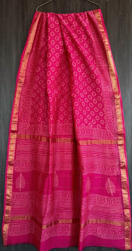 Pure Maheshwari Silk Saree Elegant Discharge Jaal Pattern