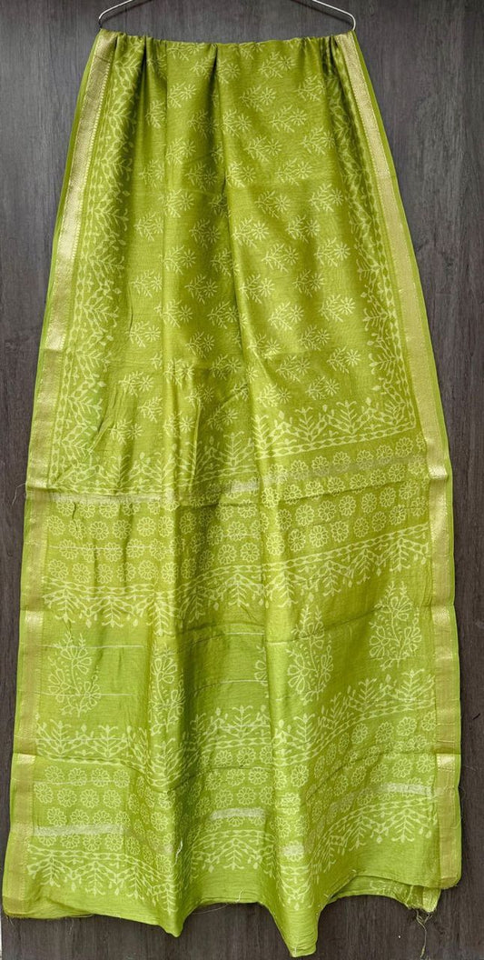 Pure Maheshwari Silk Saree Premium Discharge Handblock Pattern