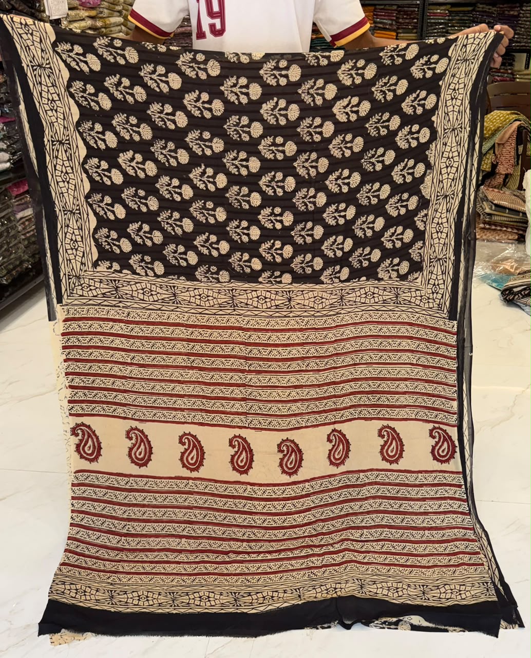 Pure Georgette Bagru Artisan Saree