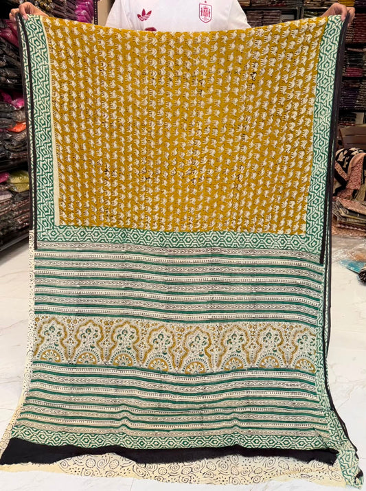 Pure Georgette Bagru Handblock Printed Saree