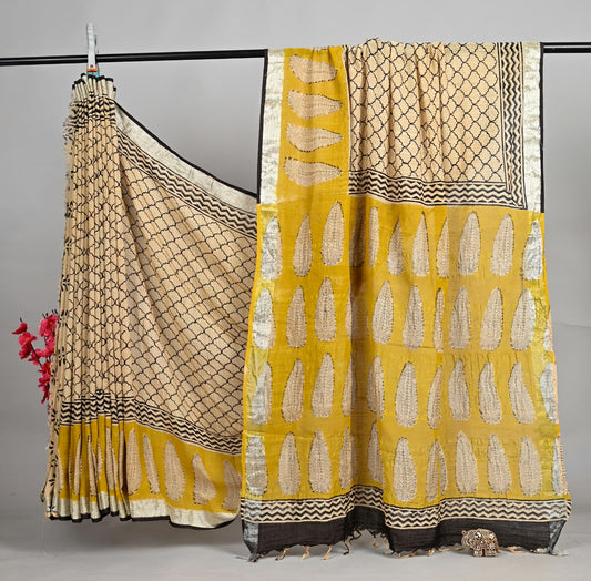 Graceful Bagru Handcrafted Linen Cotton Saree
