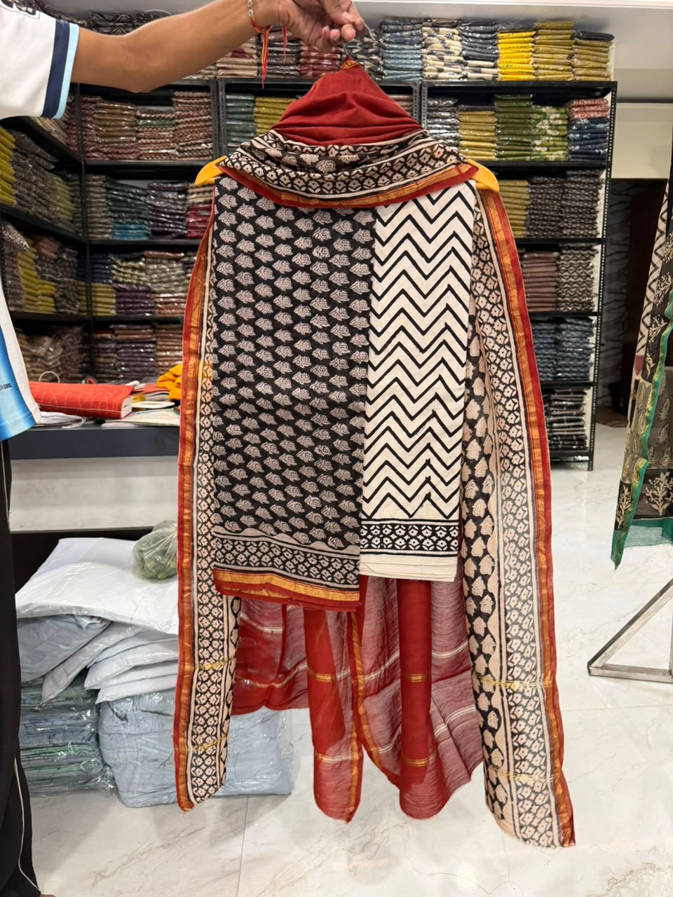 Heritage Bagru Handblock Chanderi Silk Suit