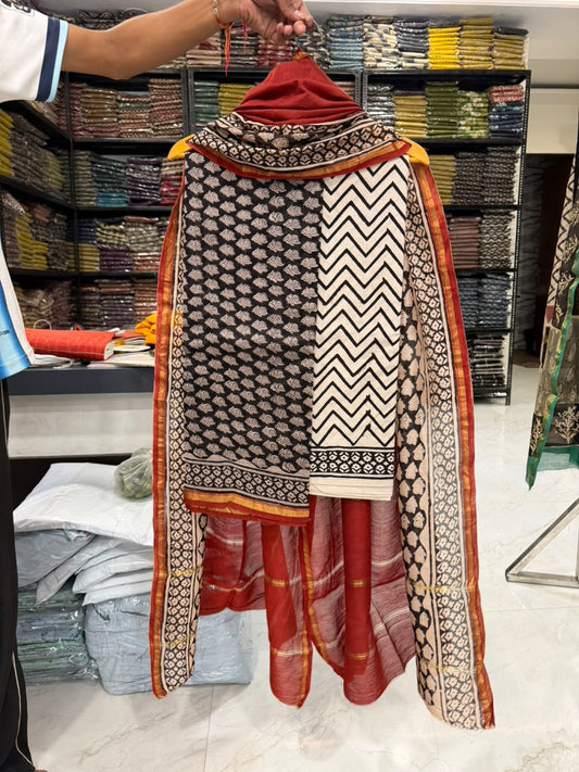 Heritage Bagru Handblock Chanderi Silk Suit