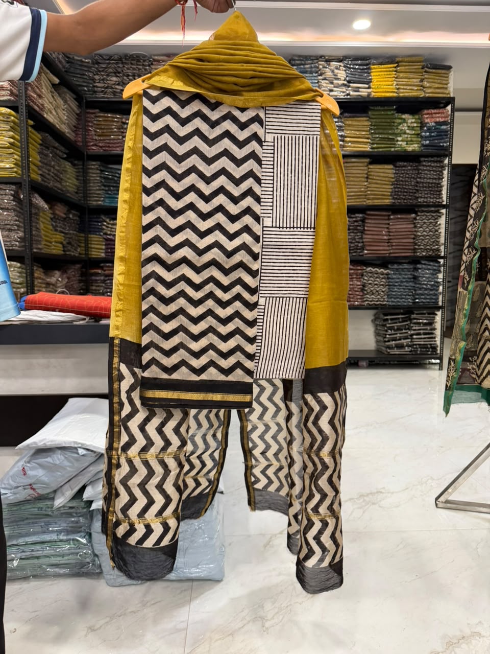 Timeless Bagru Traditional Chanderi Silk Suit