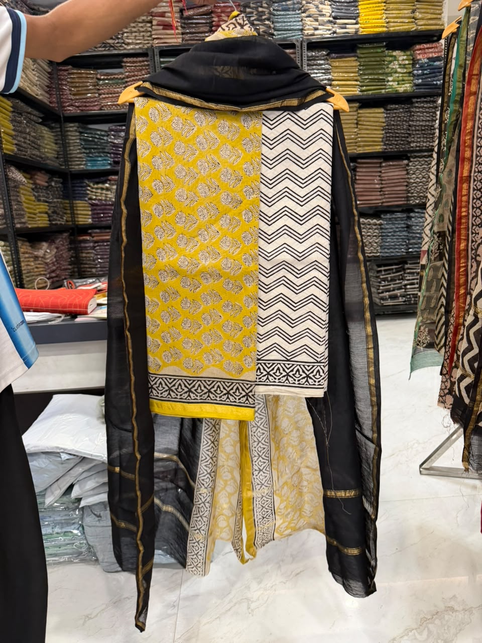 Graceful Bagru Handcrafted Chanderi Silk Suit