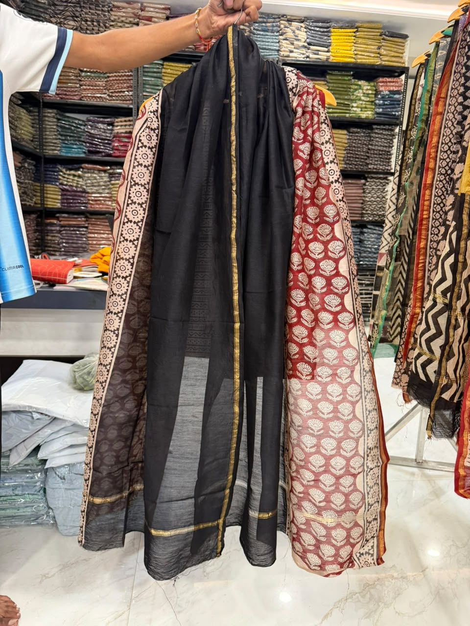 Exquisite Bagru Printed Chanderi Silk Suit