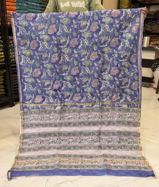 Splendid Sanganeri Print Chanderi Silk Saree