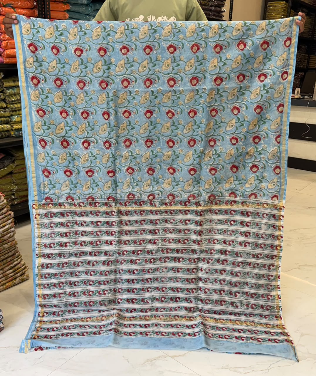 Exquisite Sanganeri Heritage Chanderi Silk Saree
