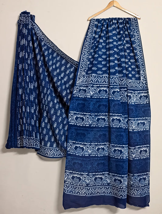 Indigo MN Bagmeri Print Cotton Saree