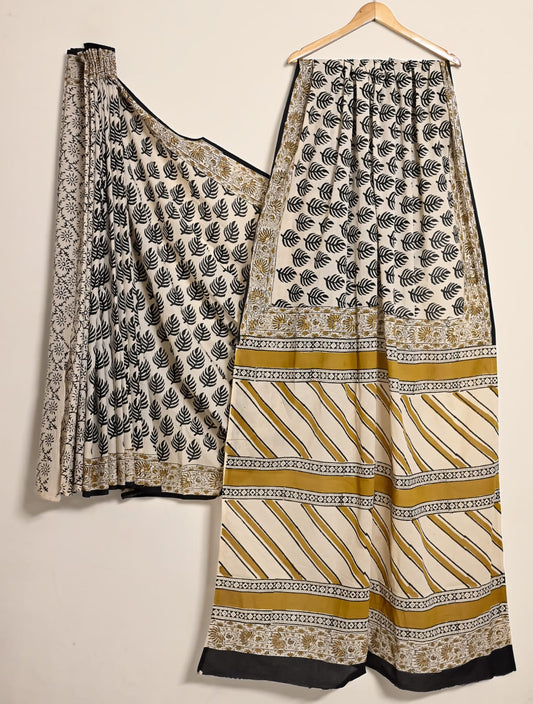 Classic Bagru Artisan Print Cotton Saree