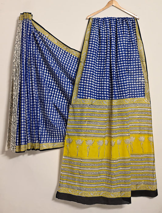 Artistic Bagru Handprinted Cotton Saree