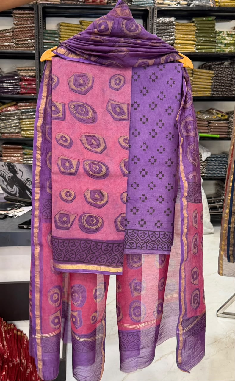 Exquisite Pomegranate Printed Chanderi Silk Suit