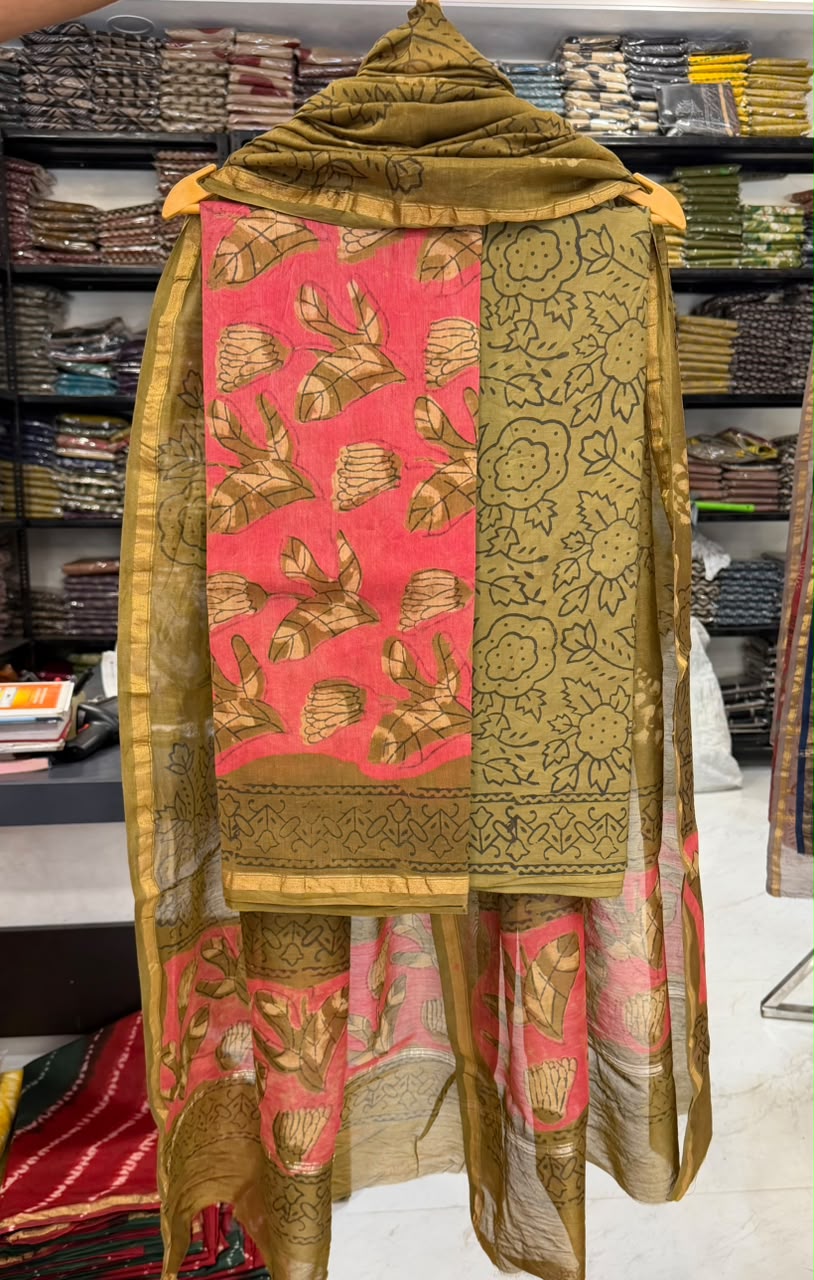 Graceful Pomegranate Handcrafted Chanderi Silk Suit
