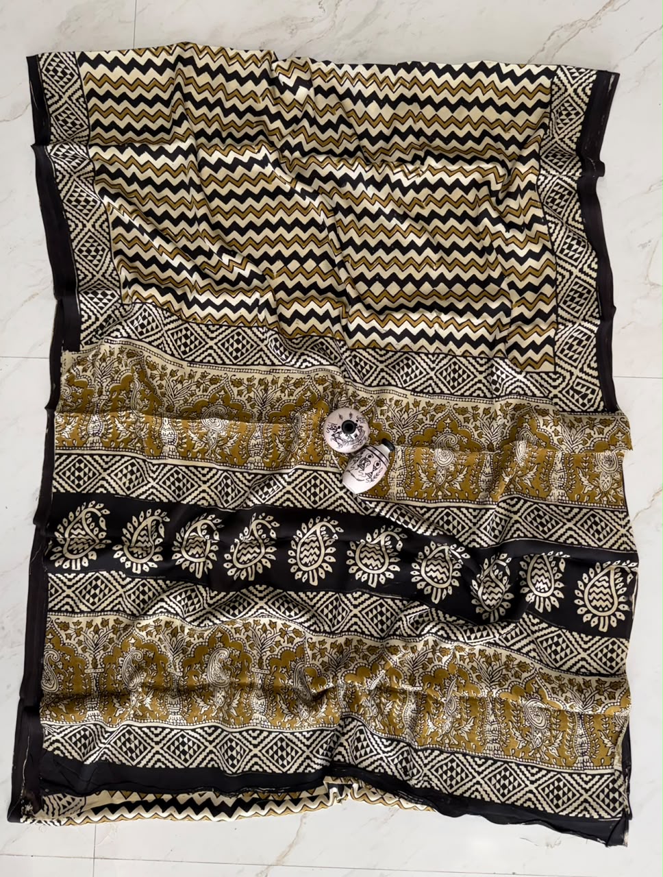 Majestic Bagru Block Print Modal Silk Saree