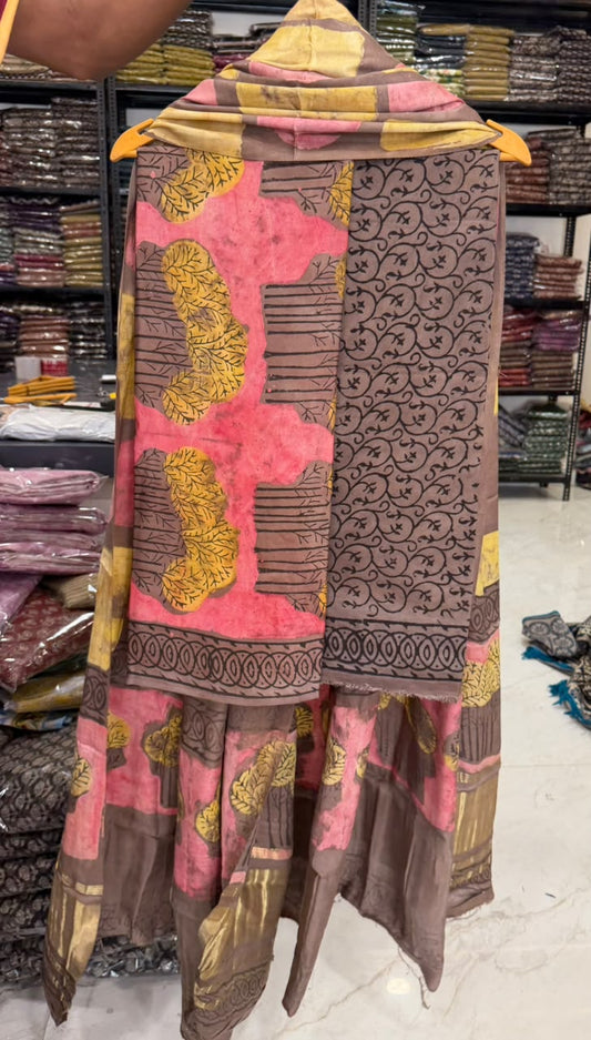 Signature Ajrakh Pomegranate Dye Modal Silk Ensemble