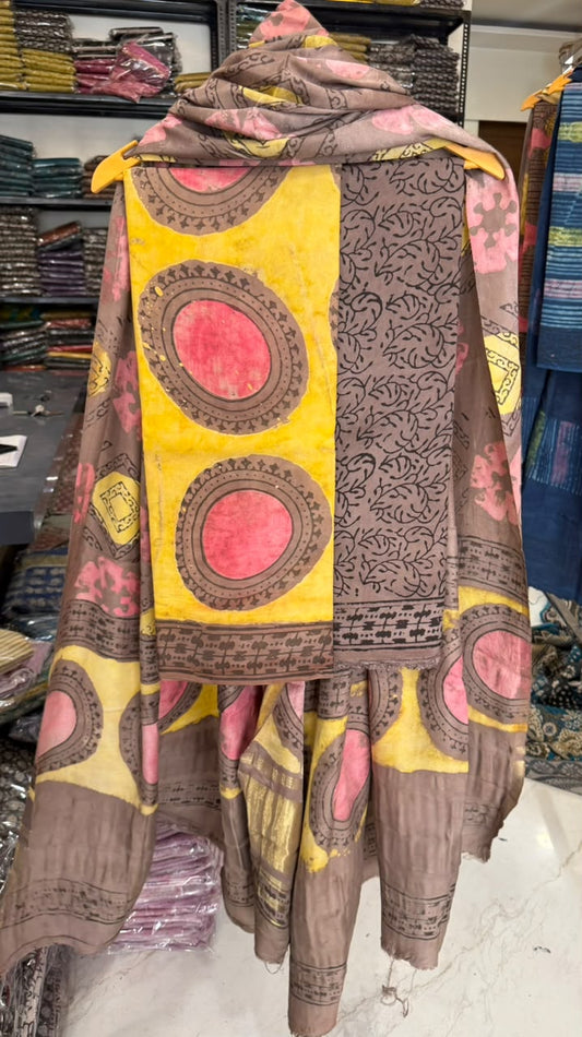 Opulent Ajrakh Pomegranate Print Modal Silk Suit