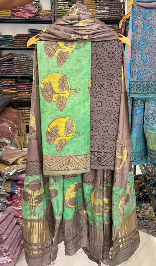 Charming Pomegranate Dye Ajrakh Modal Silk Ensemble