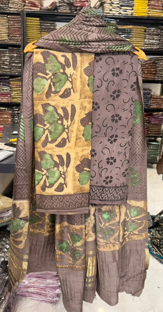 Divine Pomegranate Dye Ajrakh Modal Silk Suit