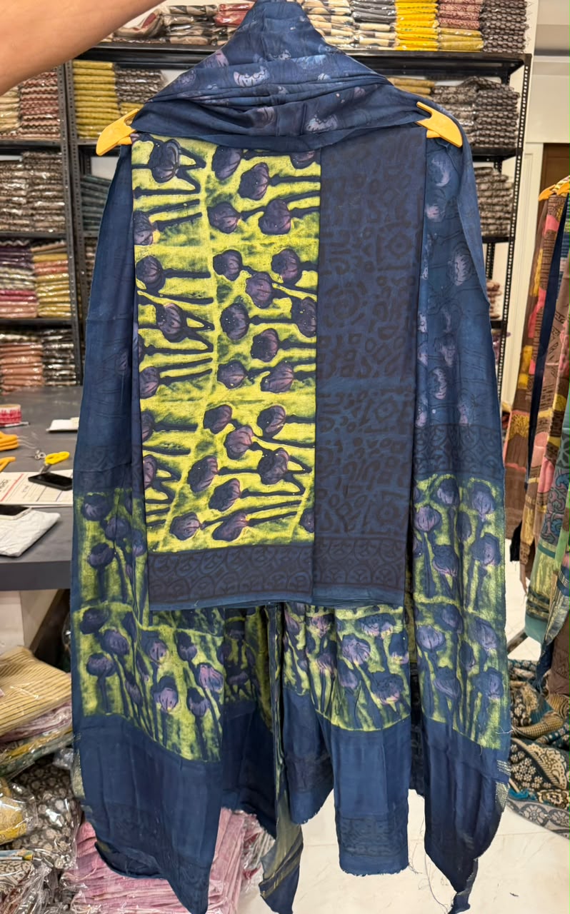 Grand Pomegranate Dye Ajrakh Modal Silk Suit