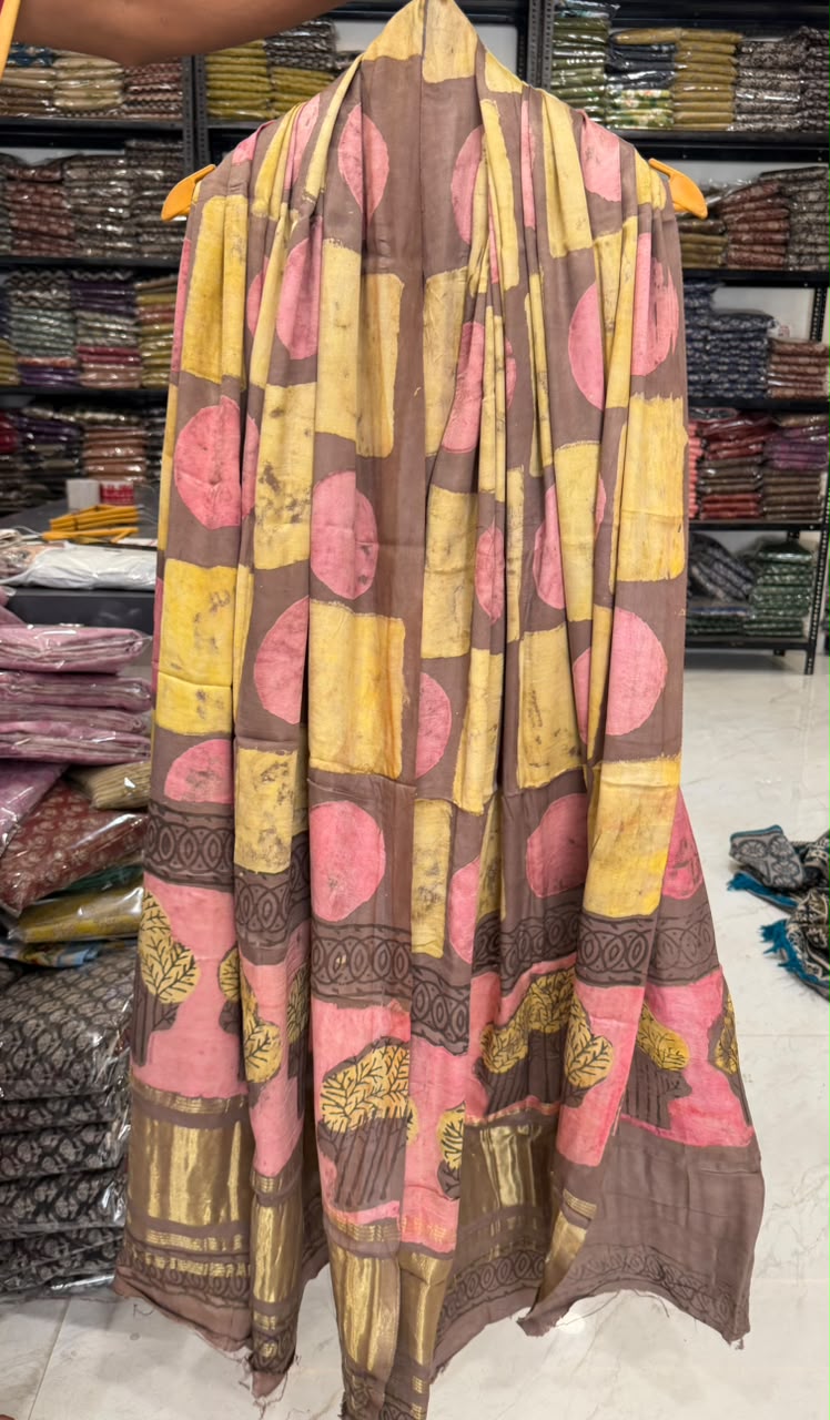 Signature Ajrakh Pomegranate Dye Modal Silk Ensemble