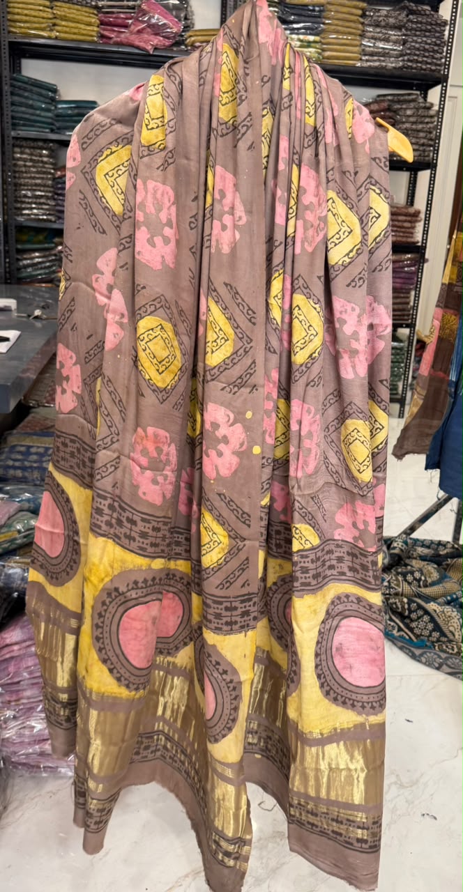 Opulent Ajrakh Pomegranate Print Modal Silk Suit