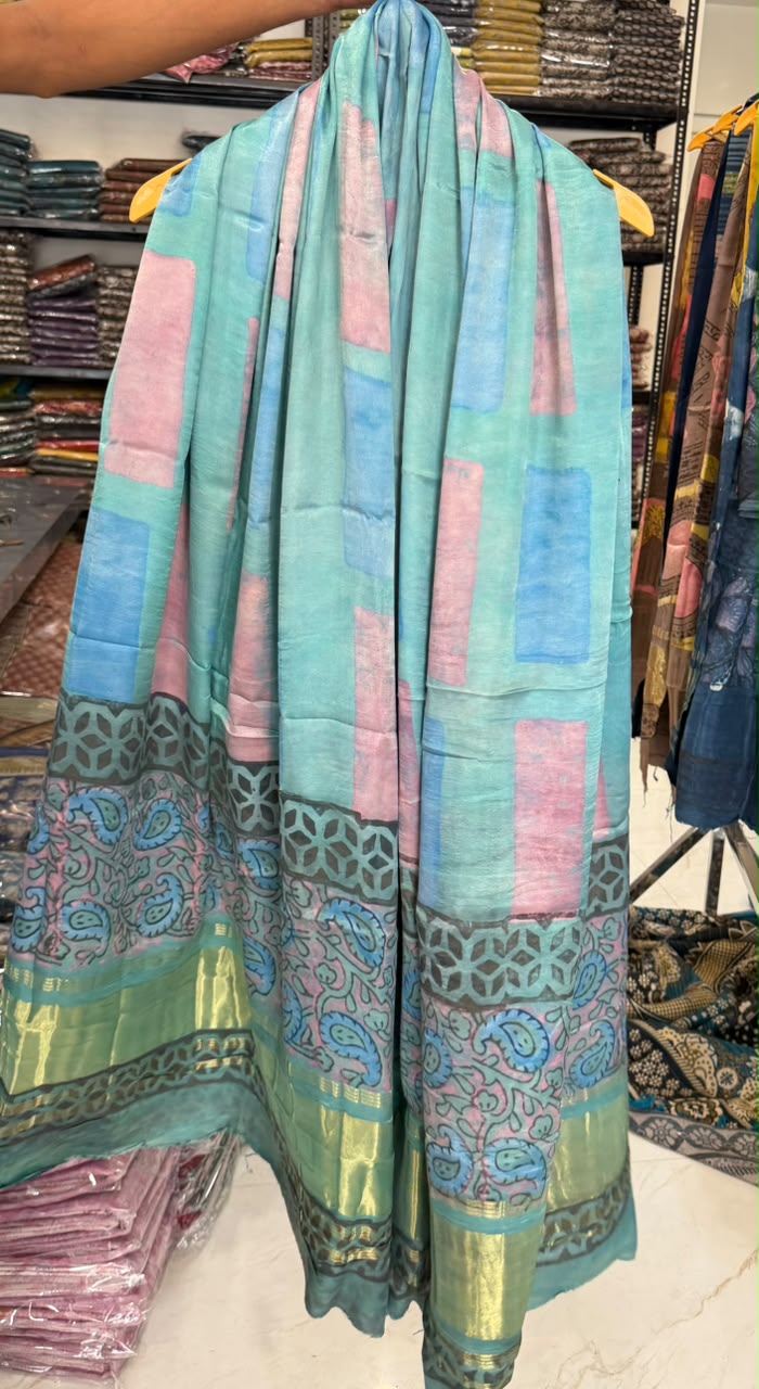 Premium Ajrakh Pomegranate Dye Modal Silk Suit