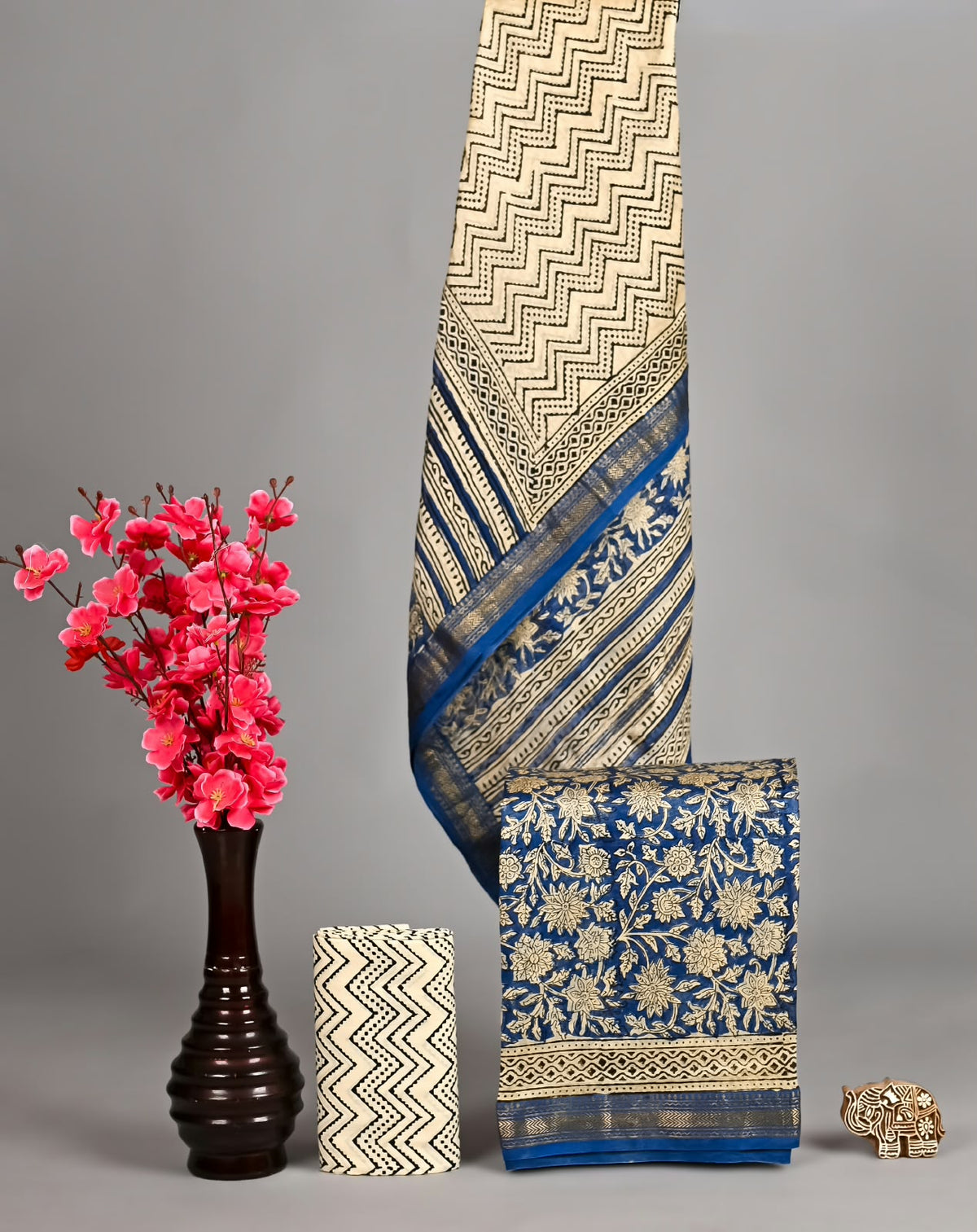 Signature Bagru Heritage Maheshwari Silk Suit