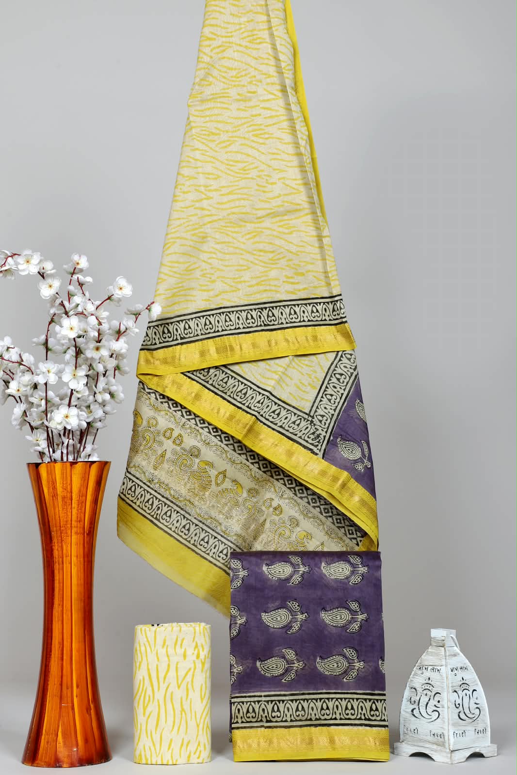 Majestic Bagru Block Print Maheshwari Silk Suit