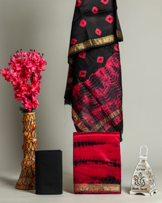 Exquisite Shibori Design Maheshwari Silk Suit
