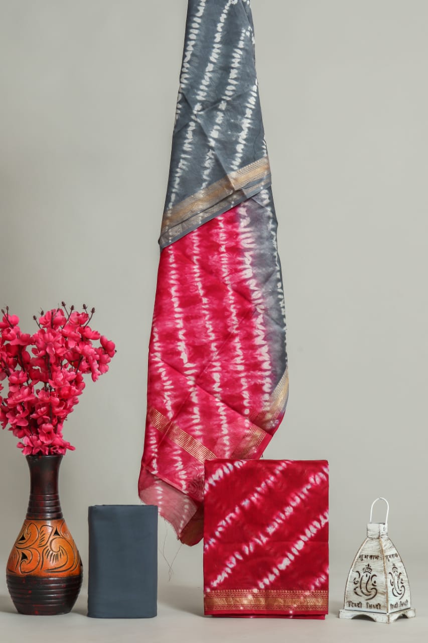 Regal Shibori Art Pure Maheshwari Silk Suit