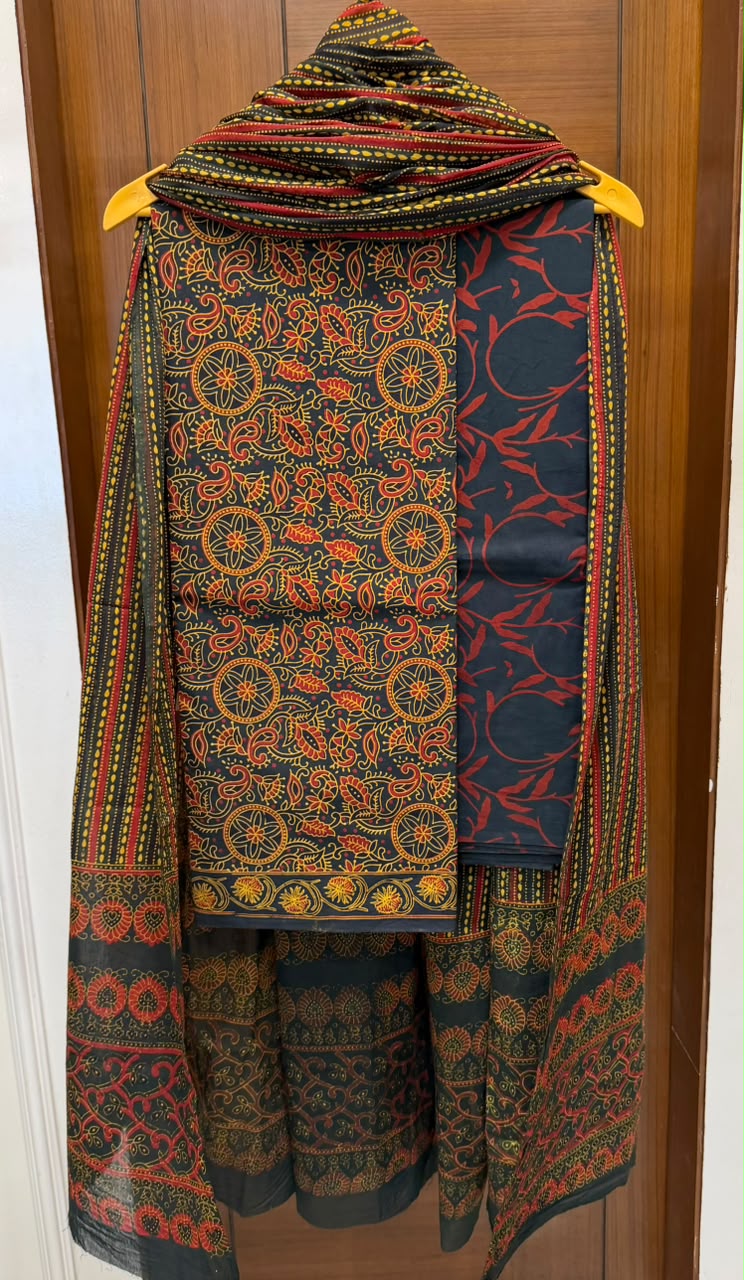 Timeless Ajrakh Handblock Cotton Suit