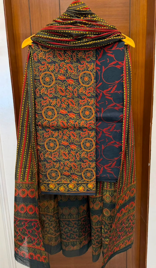 Timeless Ajrakh Handblock Cotton Suit