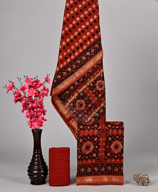 Authentic Ajrakh Pure Silk Attire