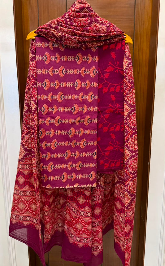 Exclusive Ajrakh Printed Pure Cotton Fashion Suit