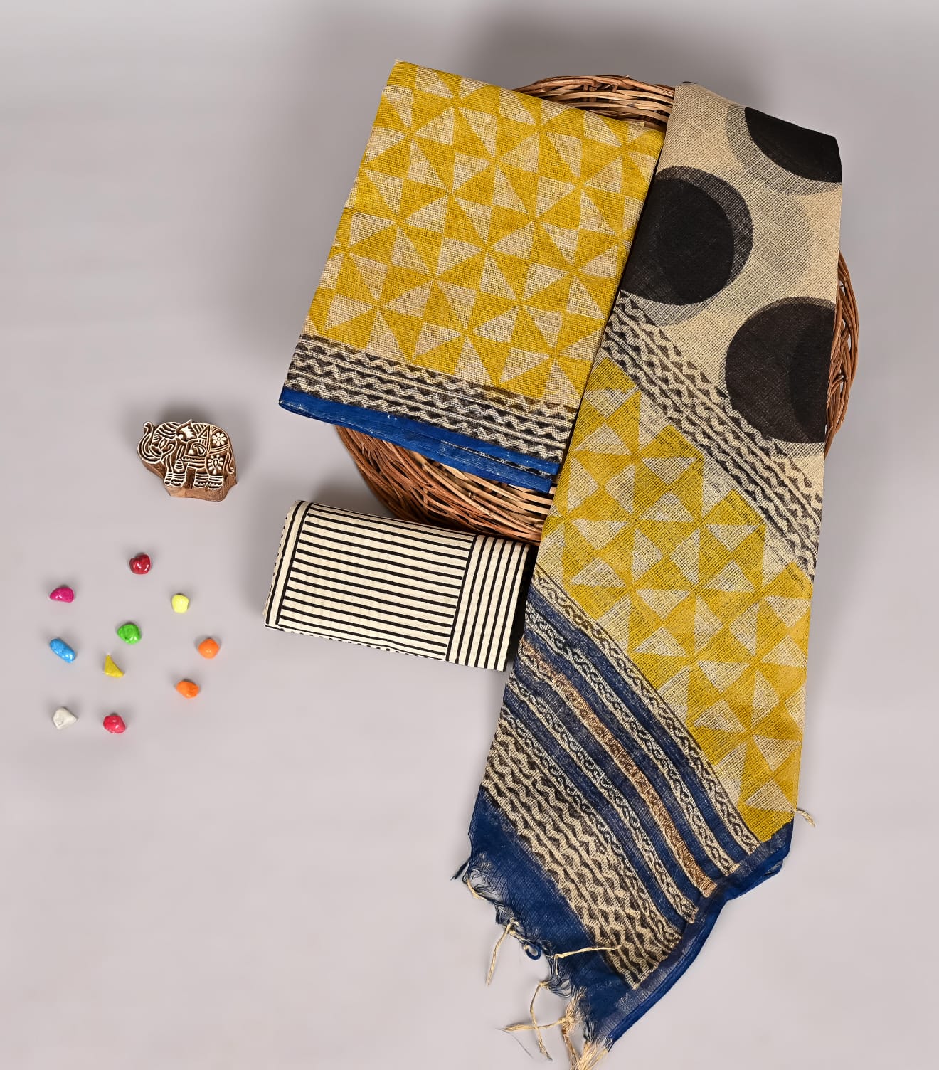 Pure Kota Doria Suit Bagru Handblock Print