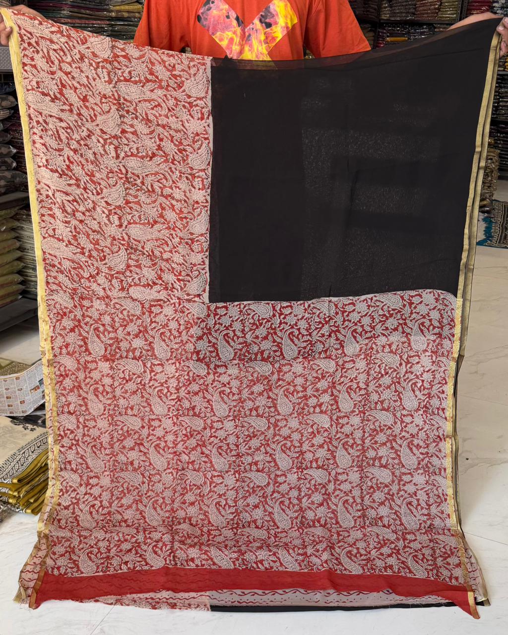 Signature Bagru Handblock Pure Chiffon Saree