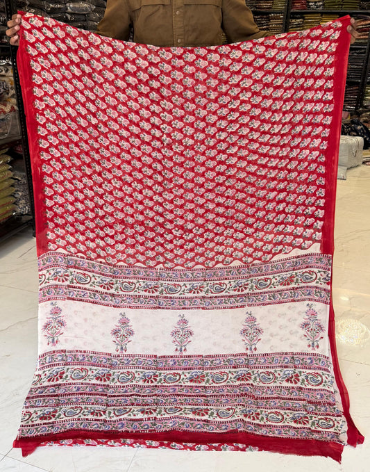 Timeless Sanganeri Handblock Print Georgette Saree