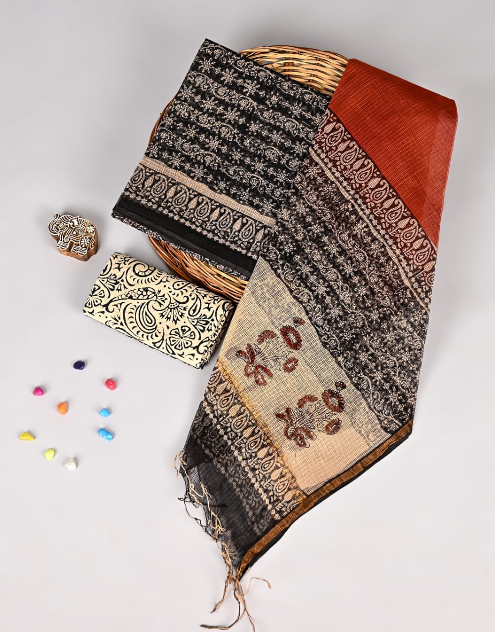 Heritage Bagru Print Pure Kota Doria Suit