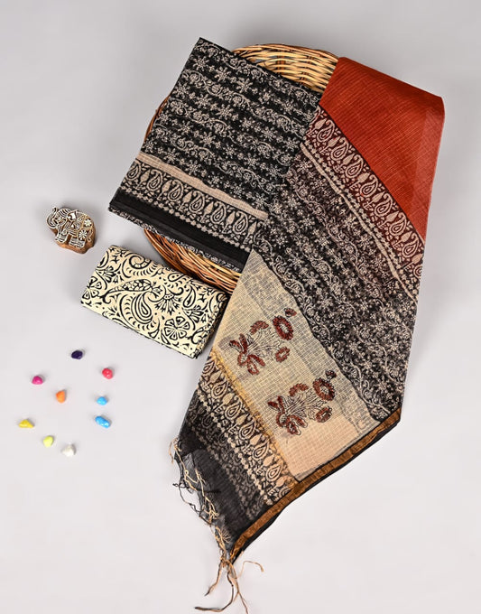 Heritage Bagru Print Pure Kota Doria Suit