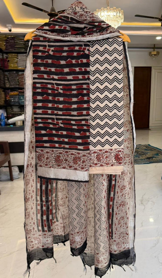 Royal Bagru Printed Linen Cotton Ensemble