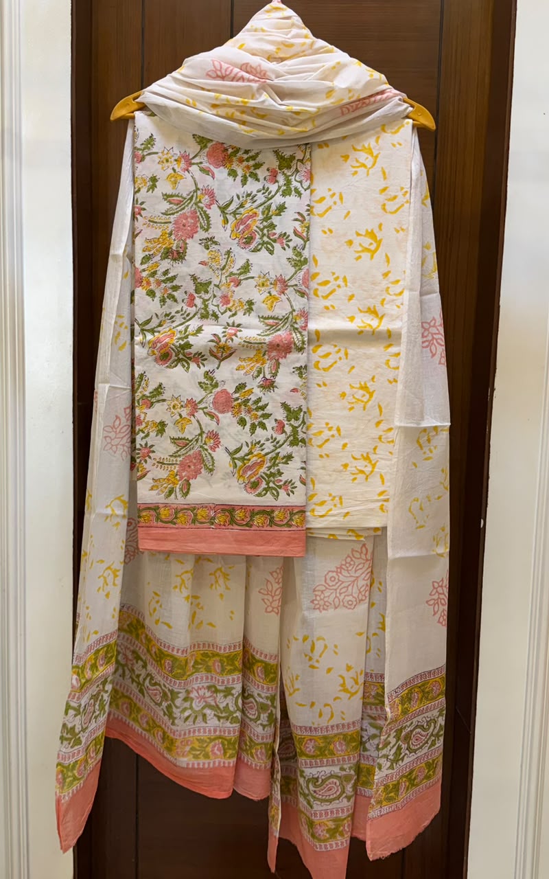 Refined Sanganeri Print Cotton Dupatta Suit