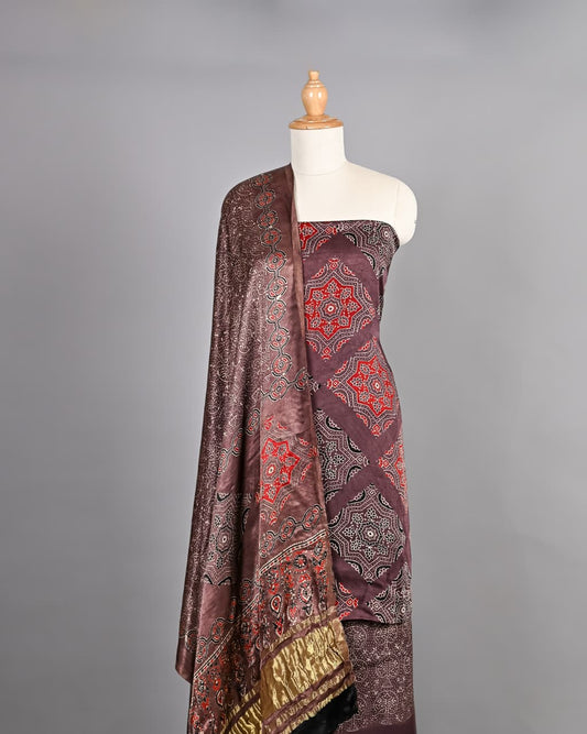 Artisan Ajrakh Printed Modal Silk Attire