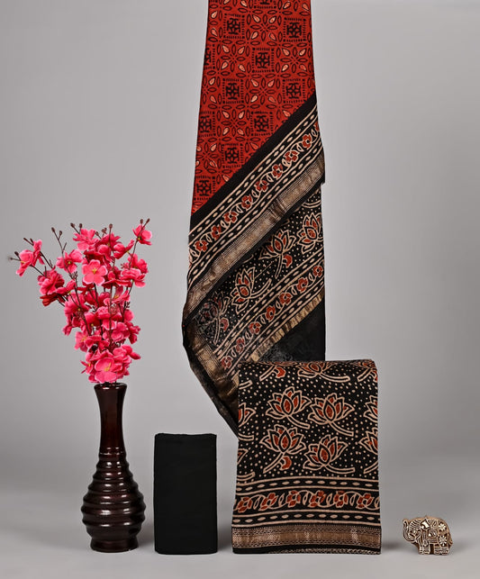 Graceful Ajrakh Handcrafted Silk Suit