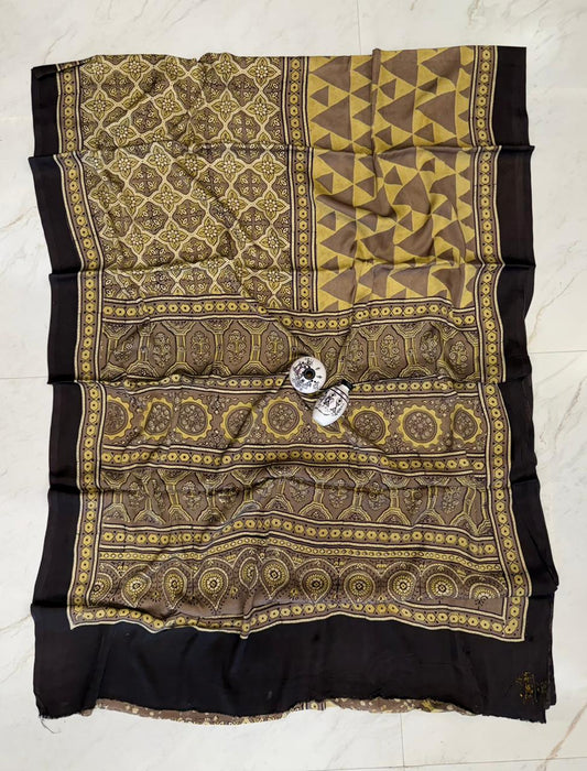 Exclusive Kutch Bhuj Ajrakh Print Modal Silk Weave Saree