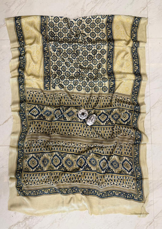 Elegant Kutch Bhuj Ajrakh Printed Pure Modal Saree